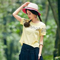 文艺绣花衬衫短袖上衣女装春夏上装打底衫