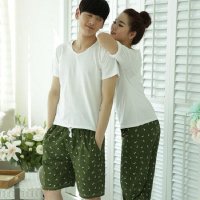 2016韩版新款小鹿情侣卡通睡衣时尚碎花家居服