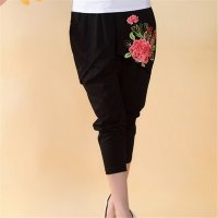 2016女装新款绣花民族风哈伦裤休闲裤七分裤