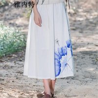 雅内特2016女装新款文艺范民族风印花半身裙长裙
