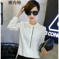 雅内特2016春款立领白衬衫衬衣修身打底OL雪纺衬衫