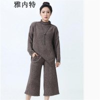 雅内特2016女装宽松毛衣套裤阔腿裤套装