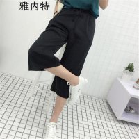 雅内特2016松紧腰抽绳百搭7分阔腿裤休闲裤女潮GA0126#638