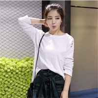 雅内特2016春夏季女装新款韩版休闲简约百搭竹节棉长袖T恤