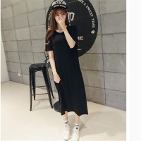 雅内特2016夏装新款韩版女装宽松口袋V领短袖连衣裙