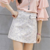 雅内特2016春夏韩版气质大扣棉弹料半身裙女