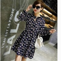 雅内特2016新款女装甜美碎花中长款连衣裙