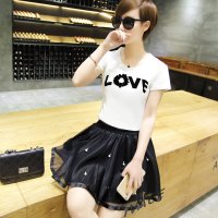 雅内特女装2016春季减龄蓬蓬裙 T恤两件套装裙连衣裙