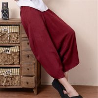 雅内特宽松休闲七分裤亚麻大裆裙裤瑜伽裤掉裆裤阔腿裤女