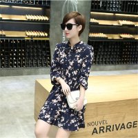 2016女装韩版春装新款碎花雪纺连衣裙