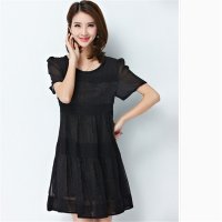 2016大码女装夏装新款胖MM加大加肥遮肚显瘦A字连衣裙