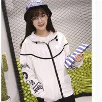 2016学院风女装原宿字母印花bf短款连帽工装外套