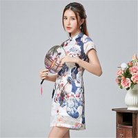 2016春夏民族风印花复古改良旗袍 文艺短袖连衣裙 女装2