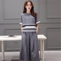 2016阔腿裤套装女夏大码宽松短袖七分裤套装两件套2