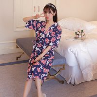 2016日式风情系带浴袍款唐装睡衣家居服女