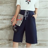 2016女夏阔腿五分裤抽绳宽松吊裆裤中裤