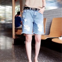 2016新款夏季破洞牛仔短裤五分裤显瘦直筒磨破热裤女