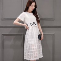 2016夏季新款女装韩版修身印花连衣裙两件套裙女