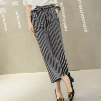 2016新款韩版高腰松紧腰带九分休闲裤女