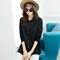 2016新款上衣白衬衫女长袖中长款韩范百搭宽松休闲女衬衣