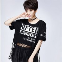 2016女装夏季新款T恤短袖宽松印花流梳潮款T恤