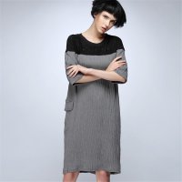 2016夏季新款雪纺裙百褶裙拼蕾丝宽松潮女连衣裙