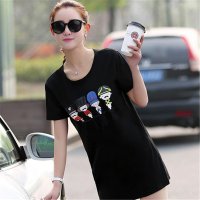 2016新款韩版宽松中长款T恤女大码女装连衣裙