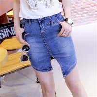 2016夏季韩版弹力牛仔半身裙打底H字裙开叉包裙女