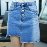 2016夏装韩版新款不规则开磨白仔半身裙包臀裙短裙