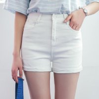 2016夏装新款黑白色高腰百搭牛仔短裤女韩版显瘦热裤女