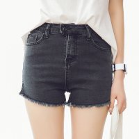 2016夏装高腰毛边大码牛仔短裤女修身开叉显瘦热裤子