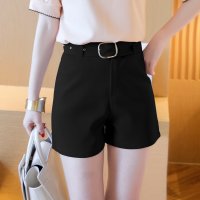 2016夏季新款百搭显瘦口袋宽松休闲裤短裤女带腰带