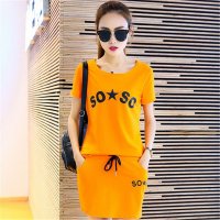 2016短袖宽松显瘦休闲裙裤性感包臂两件套运动装