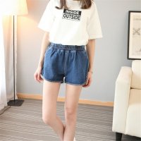 2016夏新款韩松紧腰带牛仔短裤女显瘦阔腿AA热裤宽松大码