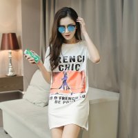 2016夏装新款夏印花修身上衣森女系短袖中长款连衣裙女