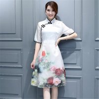 2016新款女装优雅春装改良复古盘扣旗袍裙