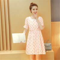 2016新款女装纯棉兔子印花娃娃领连衣裙