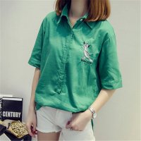 2016加肥加大大码女装 刺绣 印花中长款衬衣