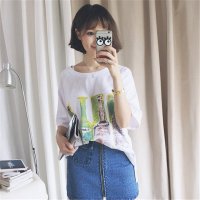 2016夏装新款女装宽松香水瓶印花T恤