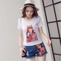 2016夏季女装新款短袖皇冠短袖T恤 短裤两件套