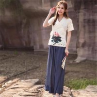 2016复古文艺棉麻宽松休闲阔腿裤 经典百搭裙裤