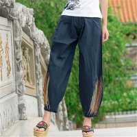 2016民族风刺绣天丝棉阔腿裤灯笼裤宽松休闲裤