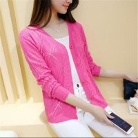 2016韩版春夏新款女装针织衫镂空开衫