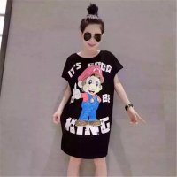 2016夏装新款200斤胖MM欧美风超级玛丽宽松中长款T恤