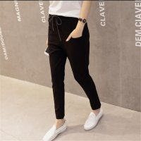 2016夏休闲小脚哈伦裤女装百搭显瘦九分裤薄款松紧运动裤子