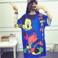 2016夏装韩版女装卡通全身涂鸦数码印短袖连衣裙