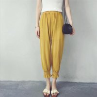 2016哈伦裤女潮夏带内衬灯笼裤透视薄款松紧休闲裤