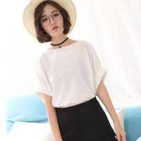 2016夏季新款宽松显瘦圆领后背系带蝴蝶结短袖T恤女