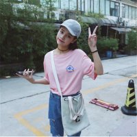 2016夏款女装 前后鲨鱼印花宽松短袖T恤