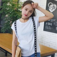 2016韩女装镂空背带体恤空调衫宽松短袖T恤